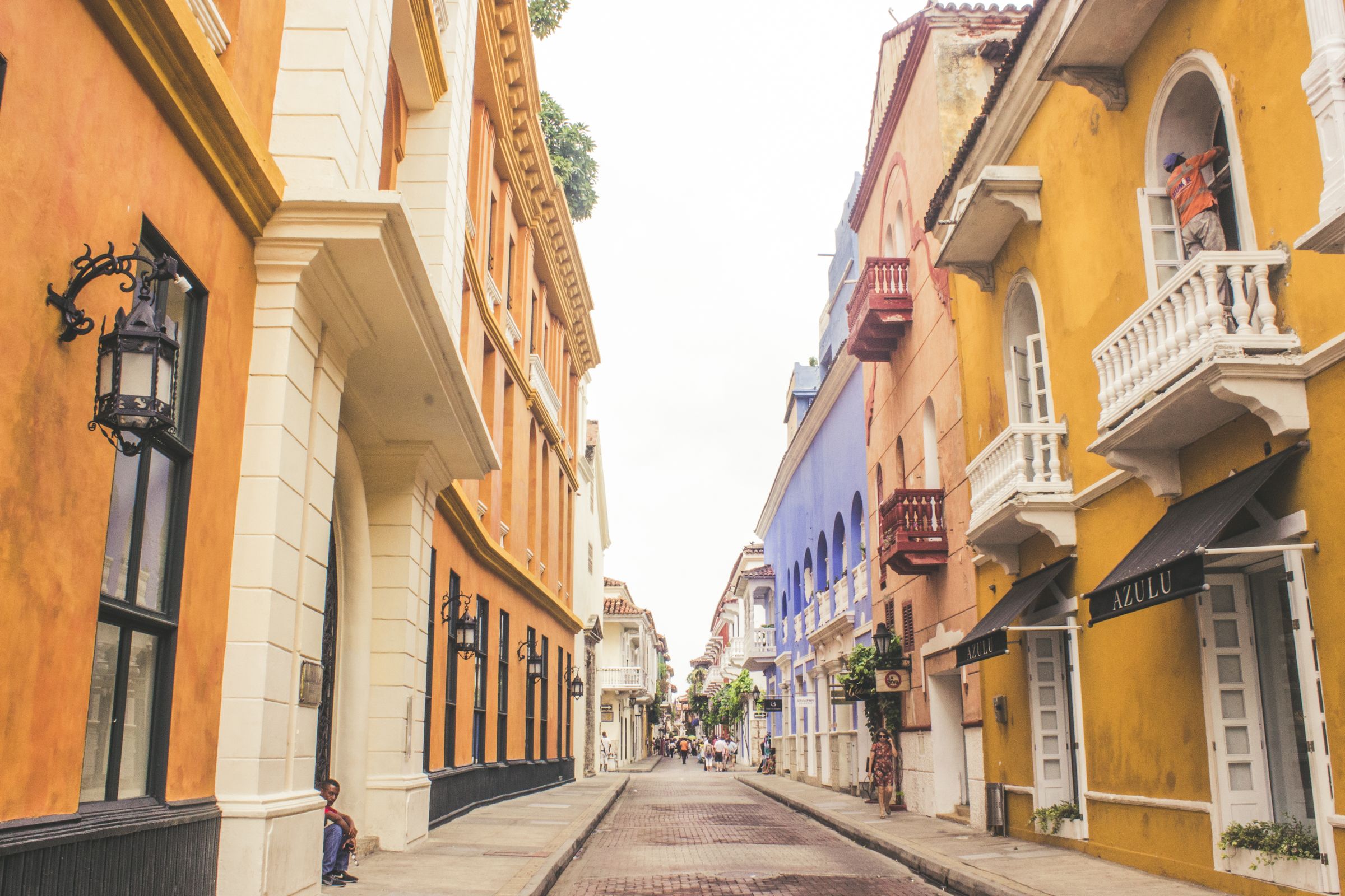 Colorful colonial street in Cartagena, Colombia