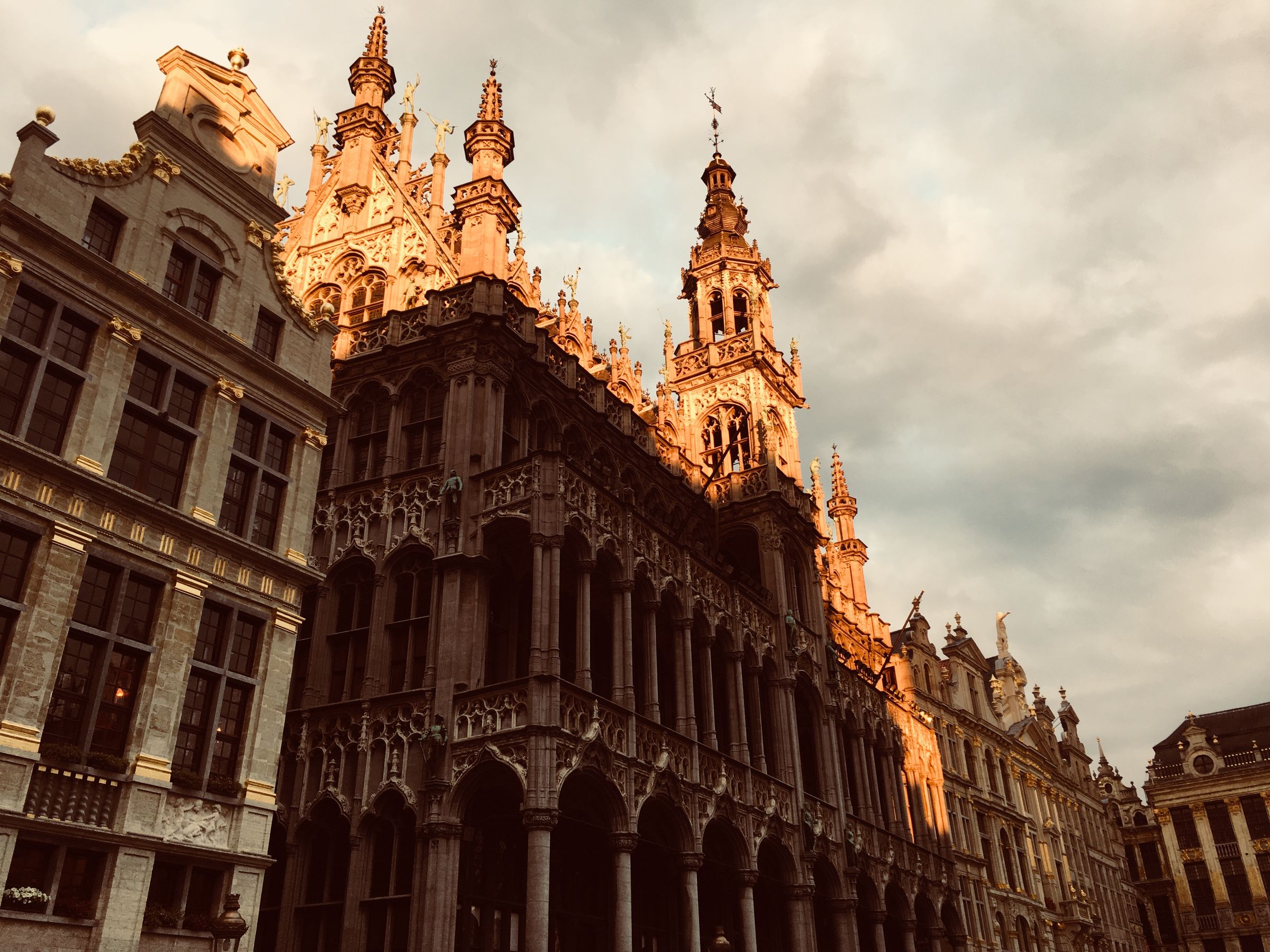 Historic Grand Place in Brussels at golden hour