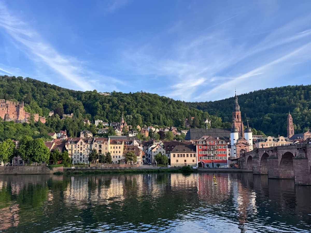 Old Bridge and Heidelberg old town above the Neckar river